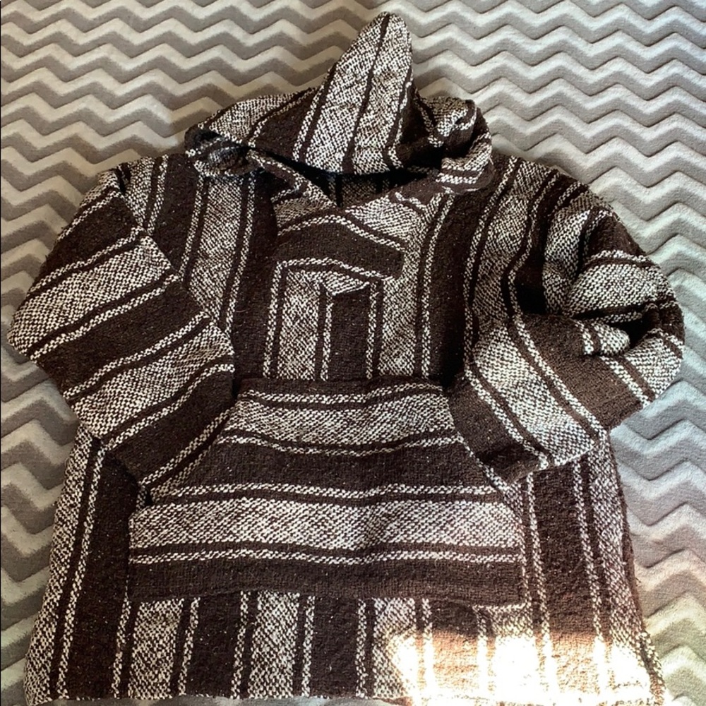 Brown and white “drug rug” or “Baja jacket”